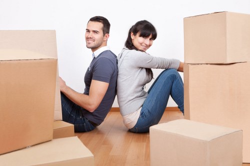 Prepared office items ready for commercial moves in Dundee